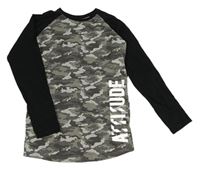 Šedo-černé army triko s nápisem Primark 