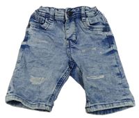 Světlemodré plísňové riflové kraťasy s prošoupáním Denim