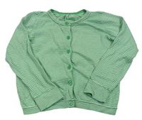 Zeleno-bílý pruhovaný propínací svetr Mothercare