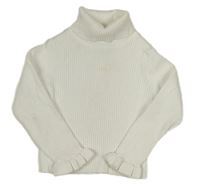 Bílý žebrovaný crop sver s rolákem Matalan