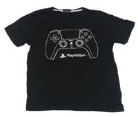 Černé tričko s joystickem Play Station 