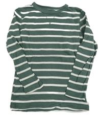 Khaki-bílé pruhované triko H&M