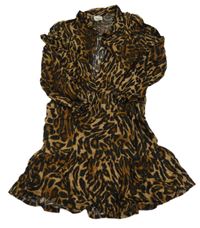 Hnědo-černé vzorované košilové šaty Shoeby 