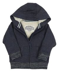 Tmavomodrá propínací zateplená mikina s kapucí M&S