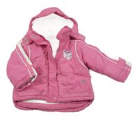 Růžovo-bílá šusťáková zimní bunda s kapucí Kiki&Koko