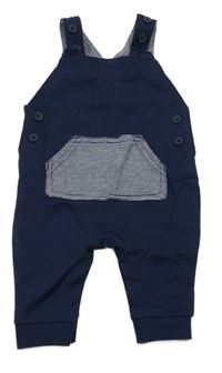 Tmavmodré laclové tepláky s klokankou George 