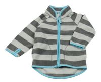 Šedo-tmavošedá pruhovaná fleecová propínací mikina H&M