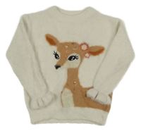 Bílý chlupatý svetr se srnkou C&A