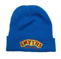 Modrá pletená čepice s výšivkou 