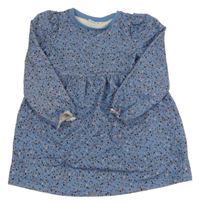 Modré teplákové šaty s kytčikami Name it