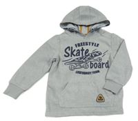 Šedá fleecová mikina se skateboardem a kapucí Kids 