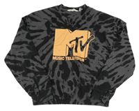 Černo-šedá batikovaná crop oversize mikina MTV H&M