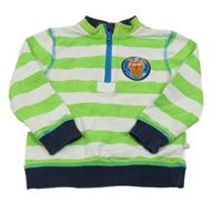 Limetkovo-bílá pruhovaná mikina s pejskem Liegelind