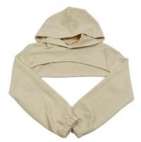 Smetanová strukturovaná crop mikina s kapucí 