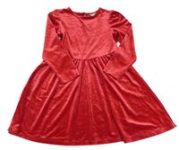 Červené sametové třpytivé šaty Matalan