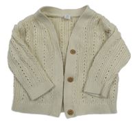 Béžový propínací děrovaný svetr M&S