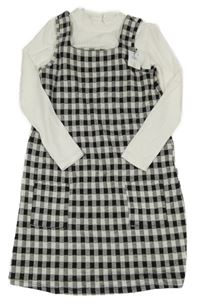 Nové - Černo-bílé kostkované šaty se všitým trikem George