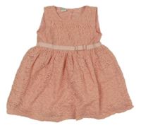 Broskvové krajkové šaty Name it