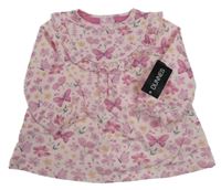 Nové - Světlerůžová tunika s kytičkami a volánky Dunnes