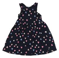 Tmavomodré bavlněné šaty se srdíčky H&M