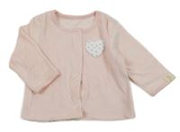 Světlerůžová sametová propínací mikina se srdíčkem George