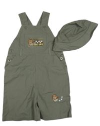 Nové - 2set - Khaki plátěné laclové kraťasy se lvem + klobouk Early Days