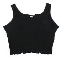 Černý žebrovaný crop top 