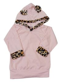 Broskvová mikina s leopardími lemy a kapucí Vogue