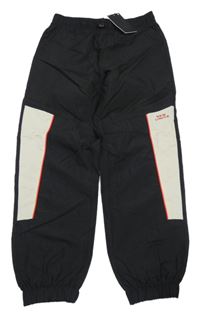 Nové - Černo-smetanové šusťákové cuff kalhoty C&A
