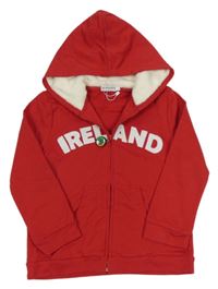 Červená propínací mikina s nápisem - IRELAND