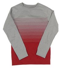 Šedo-červené melírované funkční sportovní triko s pruhy crivit