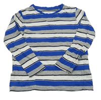 Safírovo-šedo-bílo-černé pruhované triko Kiki&Koko