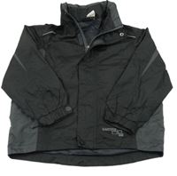 Černo-tmavošedá šusťáková jarní bunda s ukrývací kapucí POCOPIANO