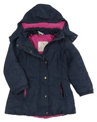 Tmavomodrá šusťáková zimní parka s koníky a odepínací kapucí Topolino