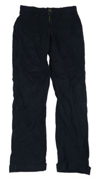 Tmavomodré chino plátěné kalhoty Next