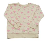 Smetanová mikina s růžovými srdíčky St. Bernard