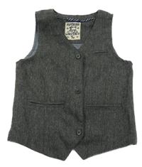 Tmavošedá melírovaná vlněná slavnostní vesta Tu