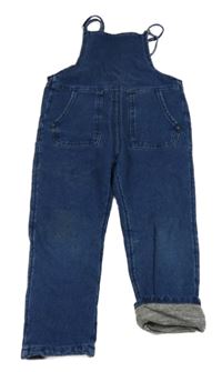 Tmavomodré teplákové riflové laclové podšité kalhoty Zara