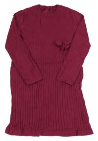 Vínové žebrované pletené šaty s mašlí George