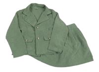 2Set - Olivové manšestrové sako + sukně