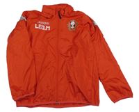 Červená šusťáková jarní fotbalová bunda se znakem a ukrývací kapucí Kappa