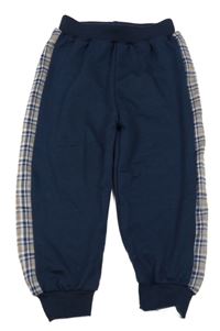 Tmavomodro-kostkované tepláky