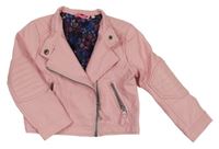 Světlerůžový koženkový jarní crop křivák s límečkem Kiki&Koko