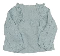 Světlemodrá halenka s madeirou a volánky Vertbaudet