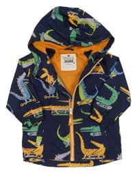 Tmavomodrá šusťáková jarní bunda s krokodýlky a kapucí F&F