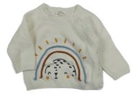 Smetanový propínací svetr s duhou a šelmou Du PareiL