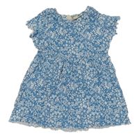 Modro-bílé kytičkované mačkané šaty lupilu