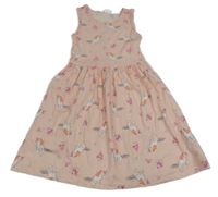 Světlerůžové šaty s obrázky LC WaIKIKI