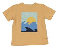 Světleoranžové tričko s potiskem Topolino