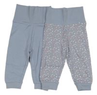 2x - Tepláky - Světlemodrošedé, světlemodrošedé s větvičkami a pampeliškami lupilu